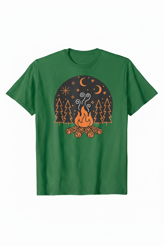 Campfire Graphic T-Shirt - Sage Green