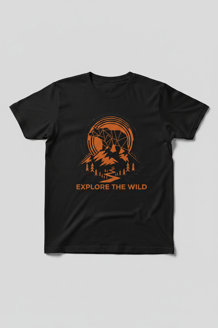 Explore The Wild - Black Tee Mockup