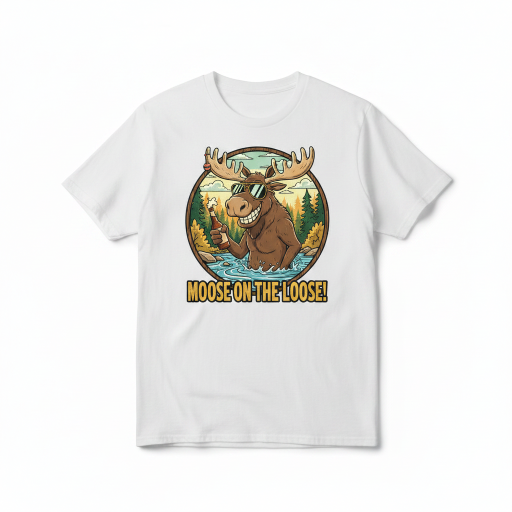 Moose Beer Graphic T-Shirt - White