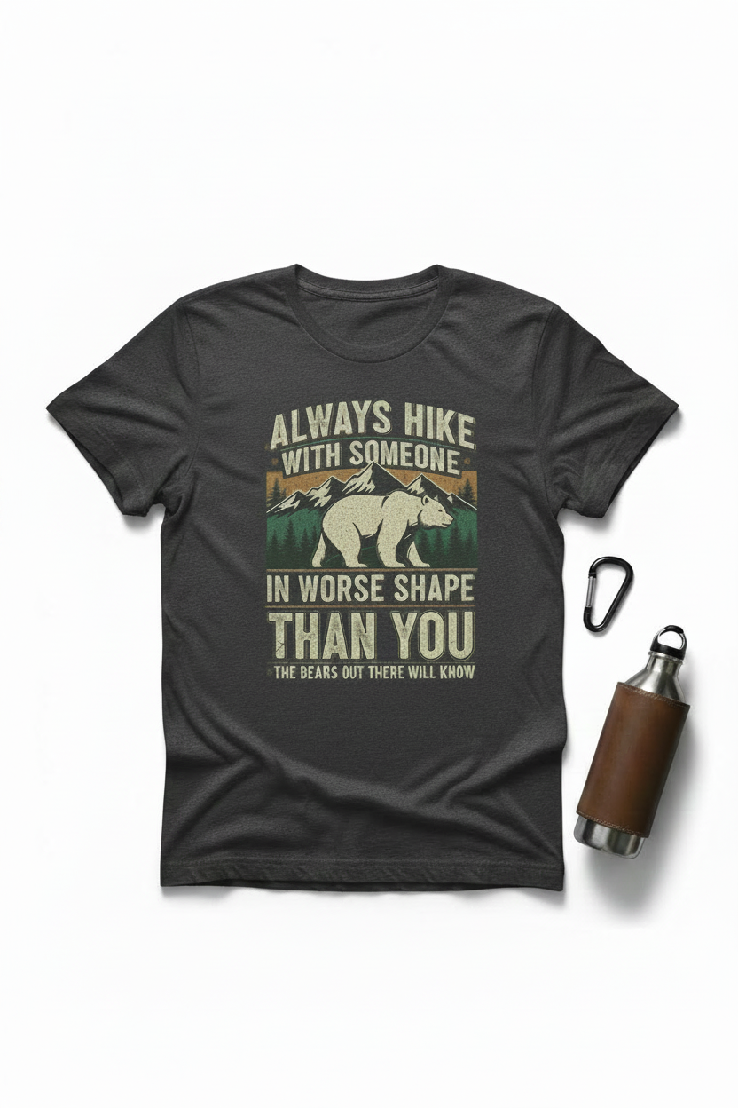 Bear Hike Tee Flat Lay Mockup