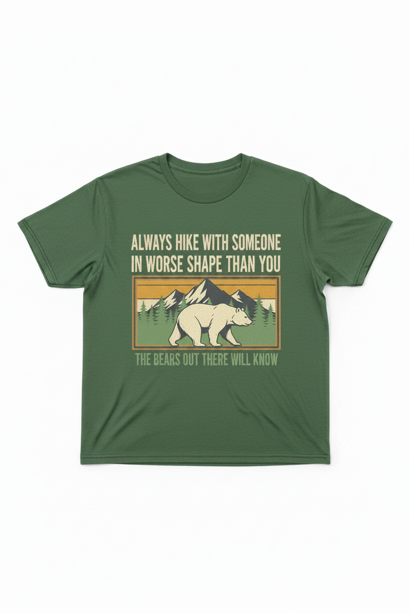 Bear Hike Tee White Background Mockup