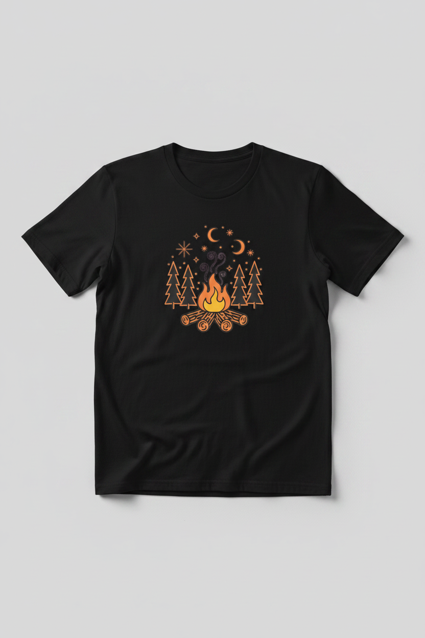 Campfire 2 - Black Tee Mockup
