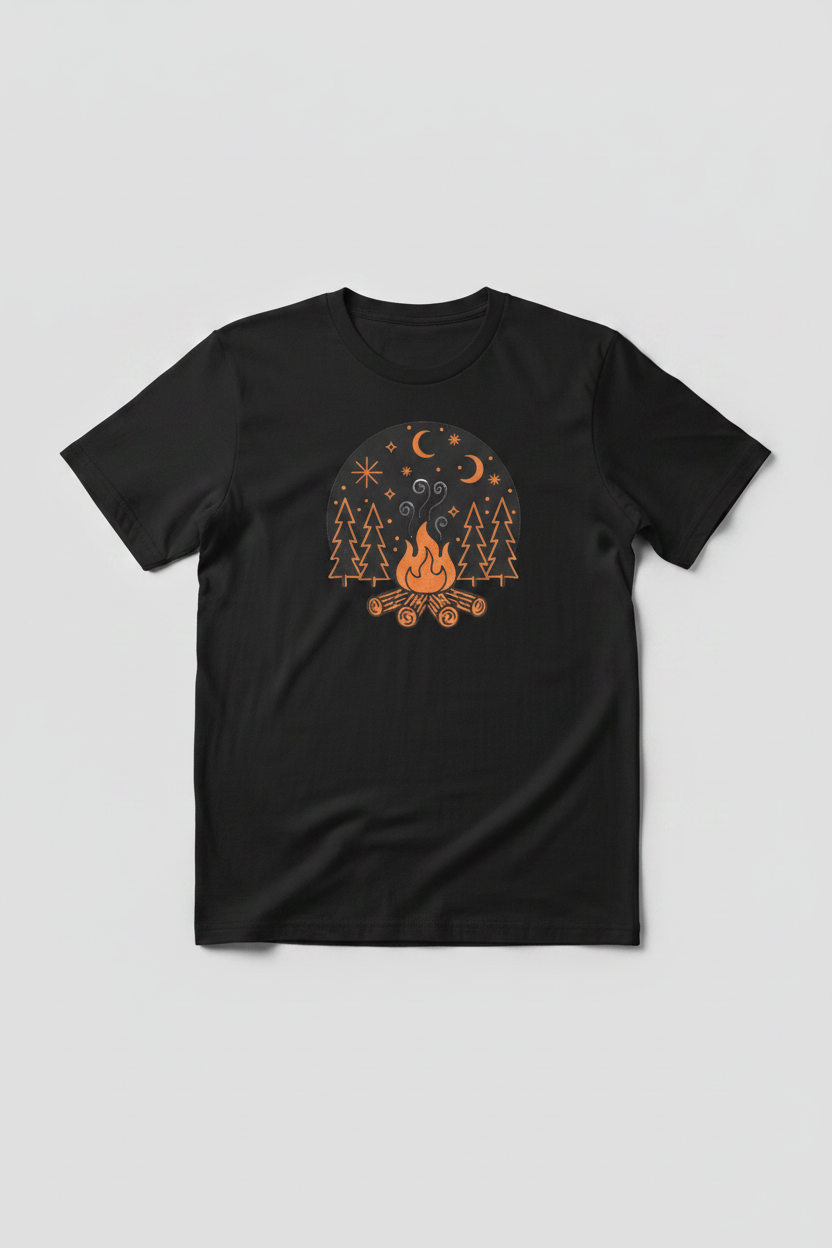 Campfire - Black Tee Mockup