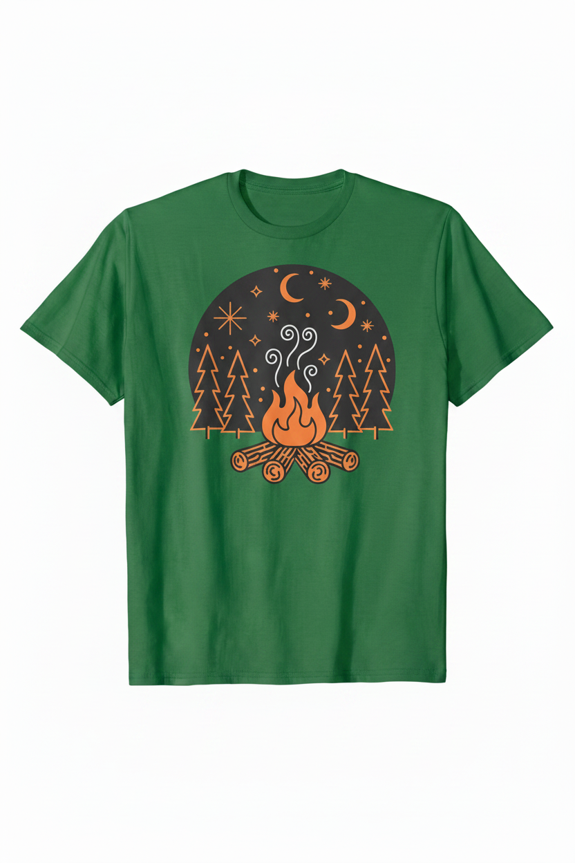 Campfire Graphic T-Shirt - Sage Green