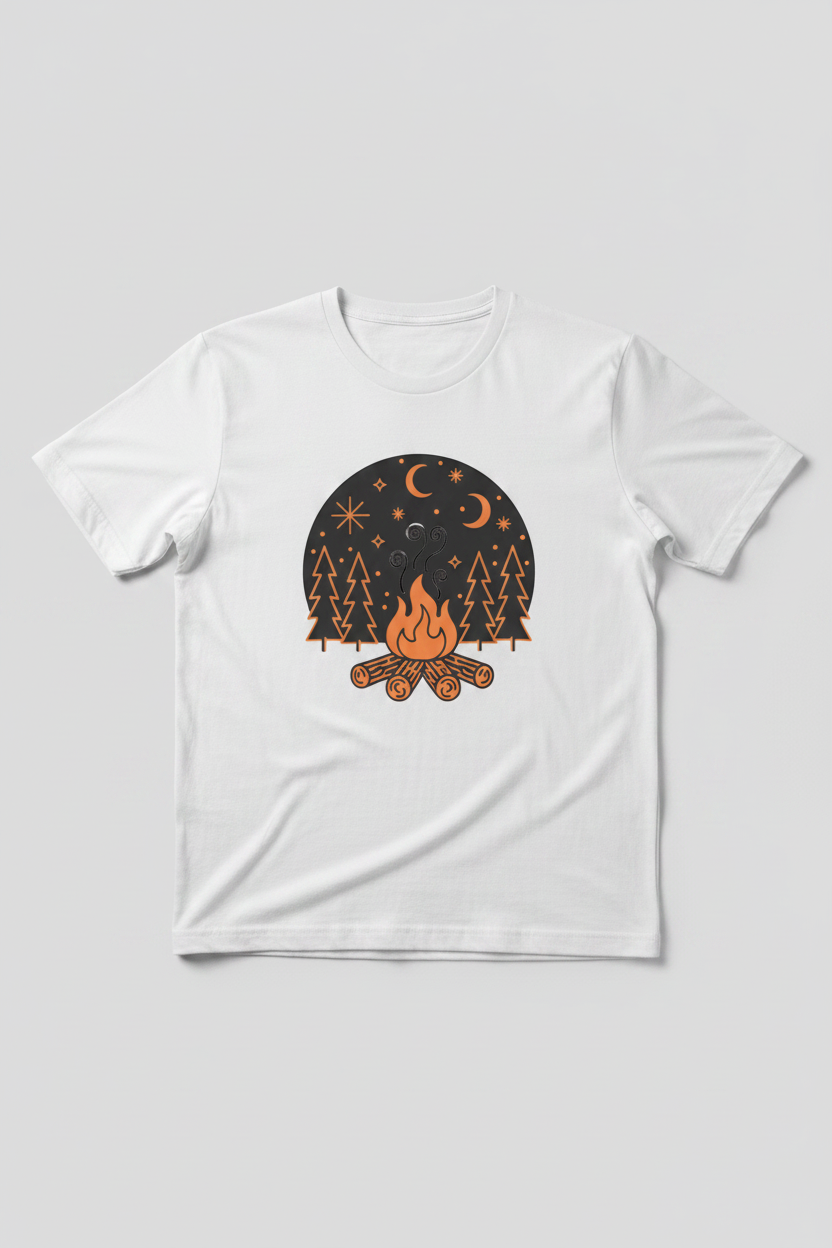 Campfire - White Tee Mockup