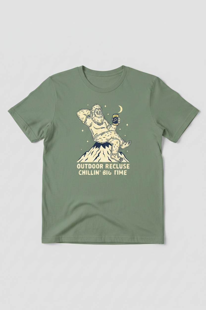 Outdoor Recluse - Sage Green Tee Mockup
