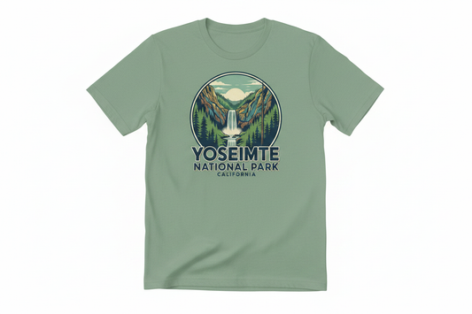 Yosemite Waterfall - Green T-Shirt